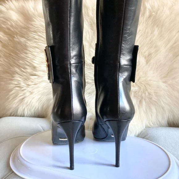 ‼️SALE‼️🔥HP!🔥Sexy Gucci Black Leather Knee Stiletto Boot - Picture 4 of 16